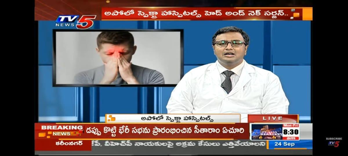 Dr. Naseer on TV5 News discussing sinus pain and headaches