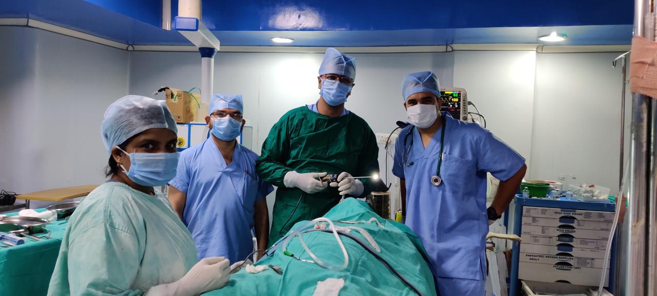 In-clinic ENT surgical setup